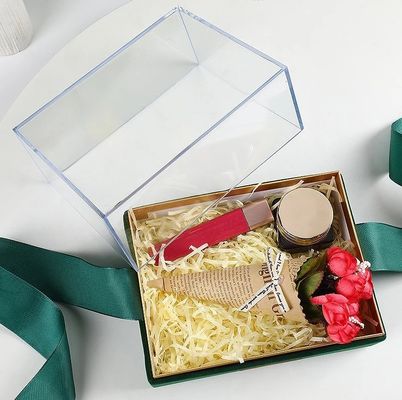 리본으로 된 종이 선물 포장 상자 사용자 지정 아크릴 덮개 뚜?? 투명한 초콜릿 상자