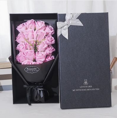 맞춤 로고 패키지 선물 발렌타인 데이를 위한 빨간 장미 색상 꽃 비누 선물 상자