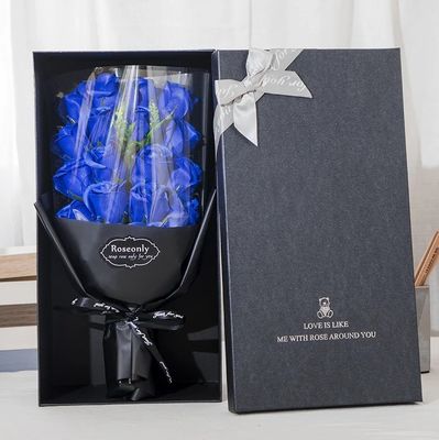 맞춤 로고 패키지 선물 발렌타인 데이를 위한 빨간 장미 색상 꽃 비누 선물 상자