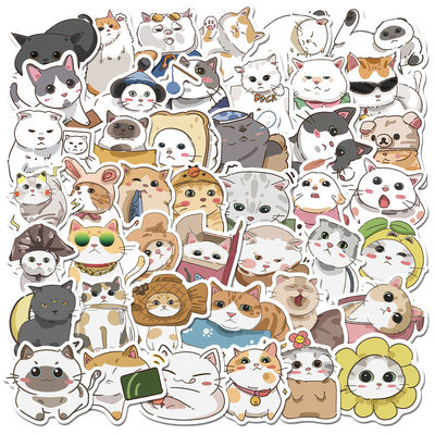 크래프트 종이 라벨 감사 스티커 귀여운 고양이 만화 디자인 장식 스티커