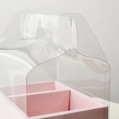 DIY 투명한 꽃 케이크 박스 PVC 결혼식 크리스마스 생일 선물 포장지 손잡이