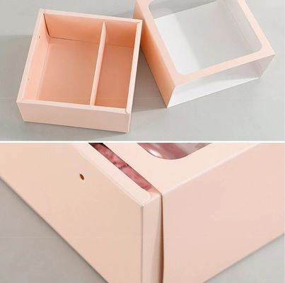포장 선물 꽃 상자 손잡이 맞춤형 정사각형 디자인 PVC 투명한 창문