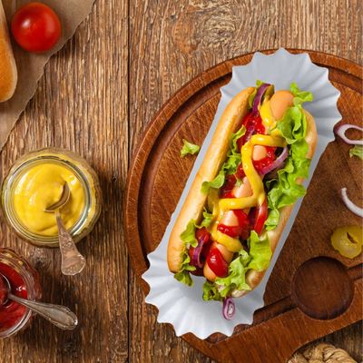 1회용 6인치 식품 흰색 플루트 샌드위치 햄버거 및 더 많은 아세프틱 상자