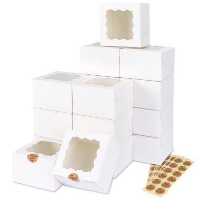 작은 대리점 흰색 베이커리 쿠키 박스 창문 4x4x2.5 인치 맞춤형 포장