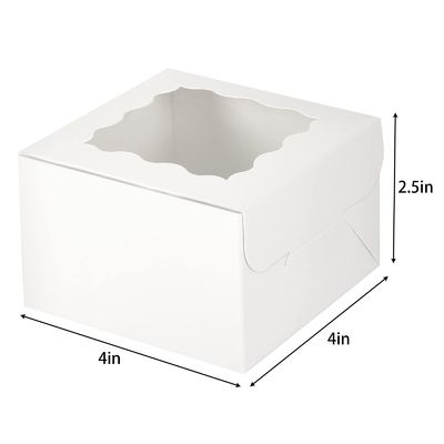 작은 대리점 흰색 베이커리 쿠키 박스 창문 4x4x2.5 인치 맞춤형 포장