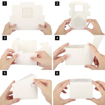작은 대리점 흰색 베이커리 쿠키 박스 창문 4x4x2.5 인치 맞춤형 포장