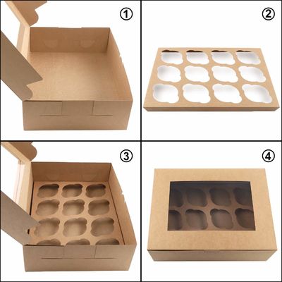 12x12x12 크래프트 종이 커스텀 컵케이크 포장 케이크