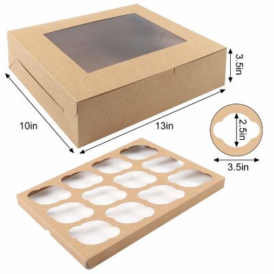 12x12x12 크래프트 종이 커스텀 컵케이크 포장 케이크